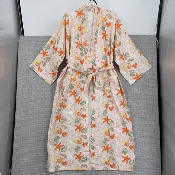 Natural Habit Other - Natural Habit Women's Robe 100% Cotton Beach Kimono Nautical Starfish Shell Crab